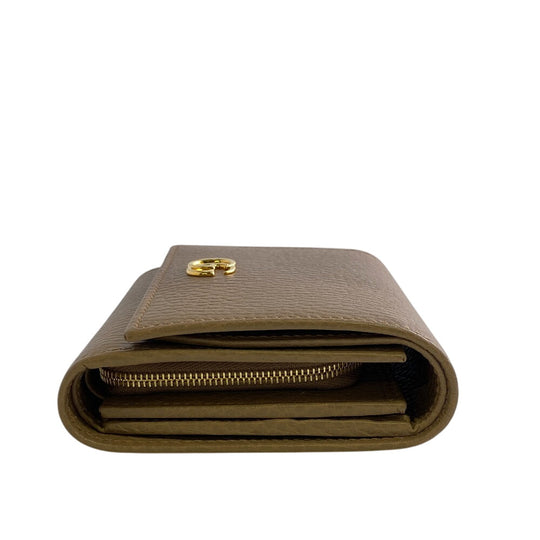 GUCCI Bifold Wallet leather beige GG Marmont Women Used Authentic