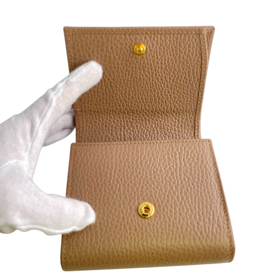GUCCI Bifold Wallet leather beige GG Marmont Women Used Authentic