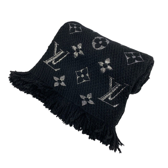 LOUIS VUITTON Scarf M75833 Wool, Silk black Escalp Logo Mania Shine Women(Unisex) Used Authentic
