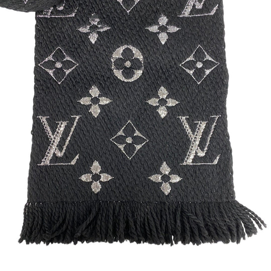 LOUIS VUITTON Scarf M75833 Wool, Silk black Escalp Logo Mania Shine Women(Unisex) Used Authentic