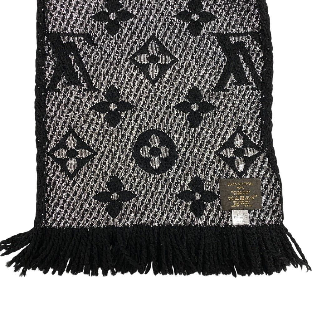 LOUIS VUITTON Scarf M75833 Wool, Silk black Escalp Logo Mania Shine Women(Unisex) Used Authentic