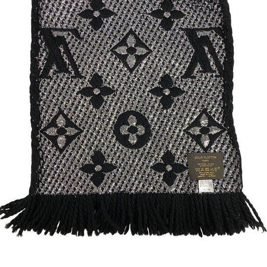 LOUIS VUITTON Scarf M75833 Wool, Silk black Escalp Logo Mania Shine Women(Unisex) Used Authentic