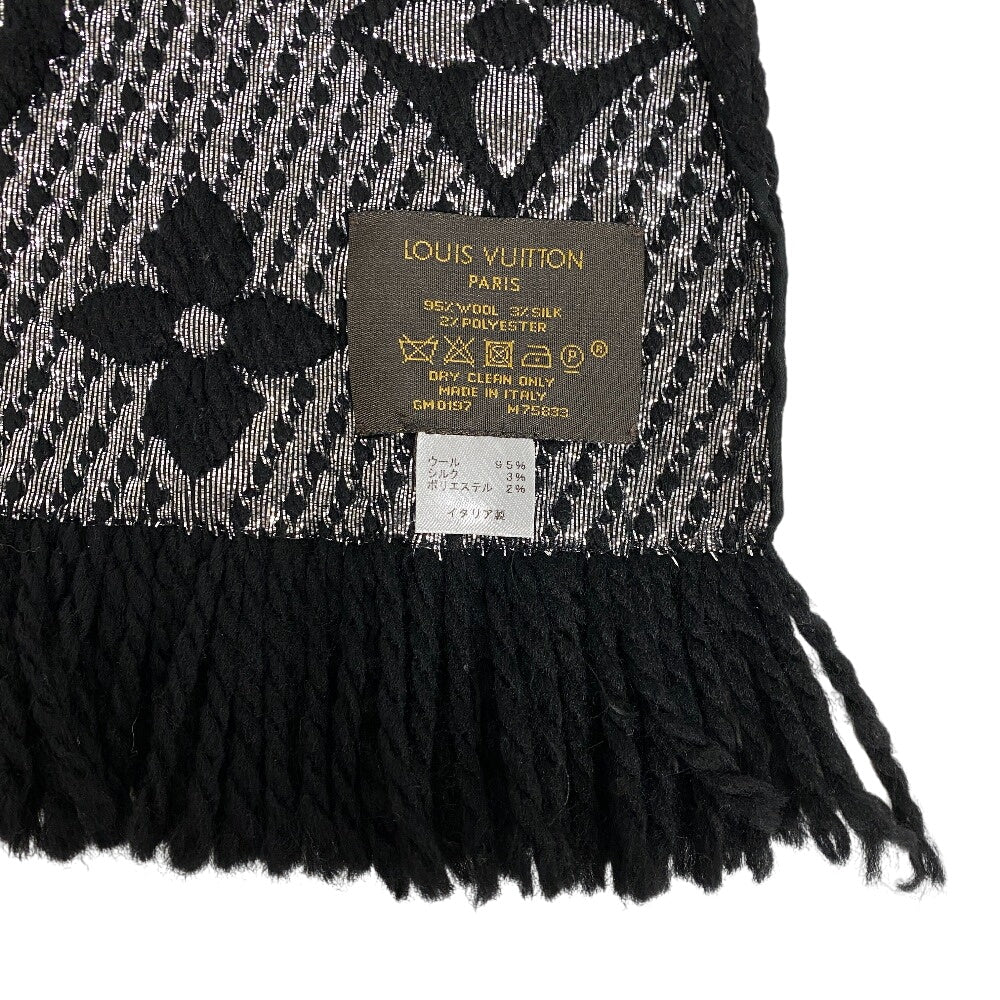 LOUIS VUITTON Scarf M75833 Wool, Silk black Escalp Logo Mania Shine Women(Unisex) Used Authentic
