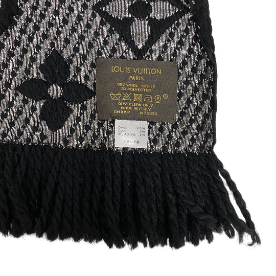LOUIS VUITTON Scarf M75833 Wool, Silk black Escalp Logo Mania Shine Women(Unisex) Used Authentic