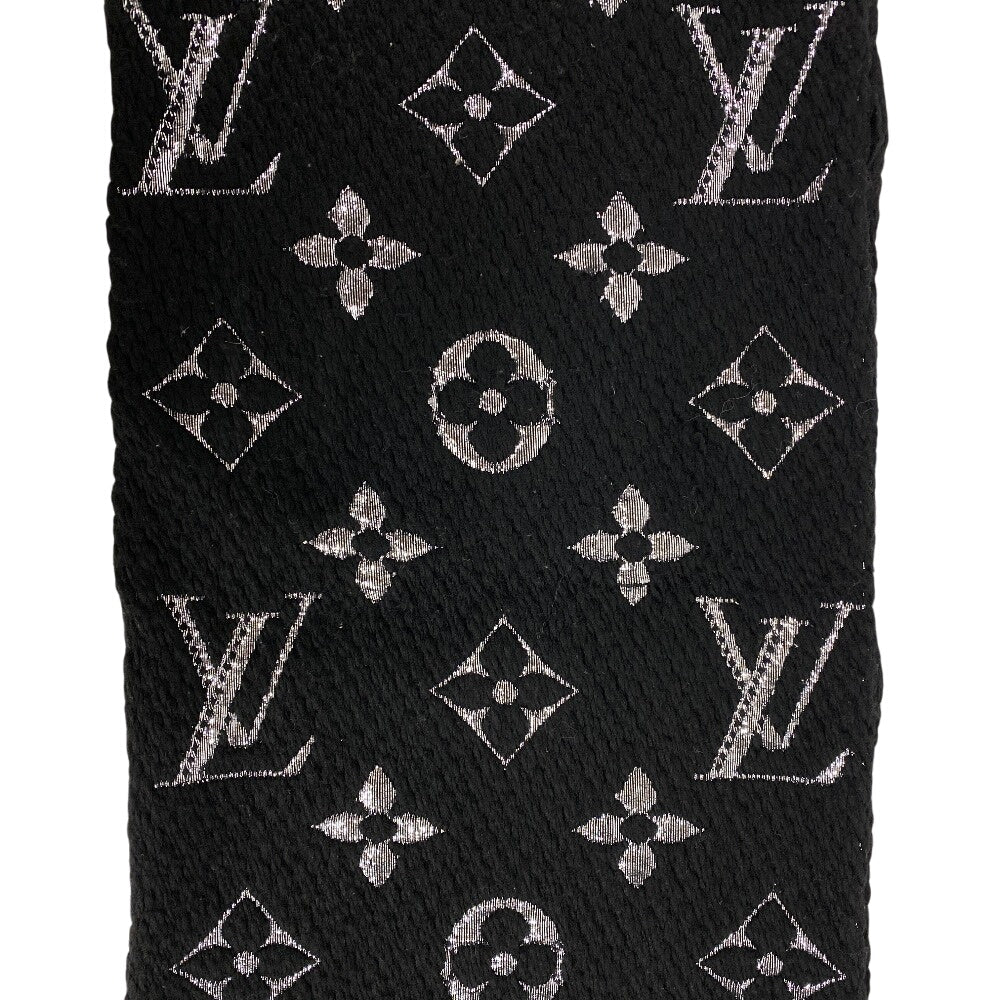 LOUIS VUITTON Scarf M75833 Wool, Silk black Escalp Logo Mania Shine Women(Unisex) Used Authentic