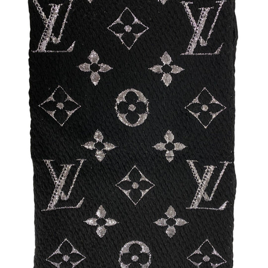 LOUIS VUITTON Scarf M75833 Wool, Silk black Escalp Logo Mania Shine Women(Unisex) Used Authentic