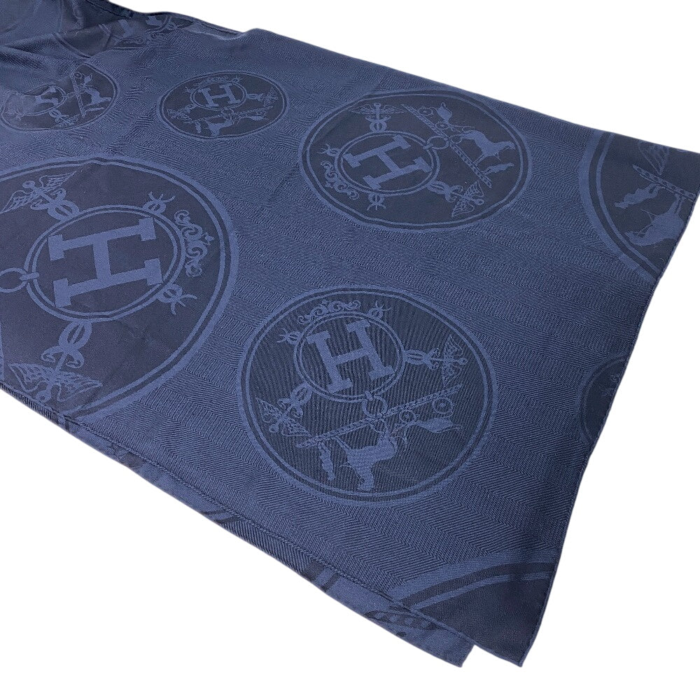 HERMES poncho Cashmere, Silk Navy New Libris No size listed
