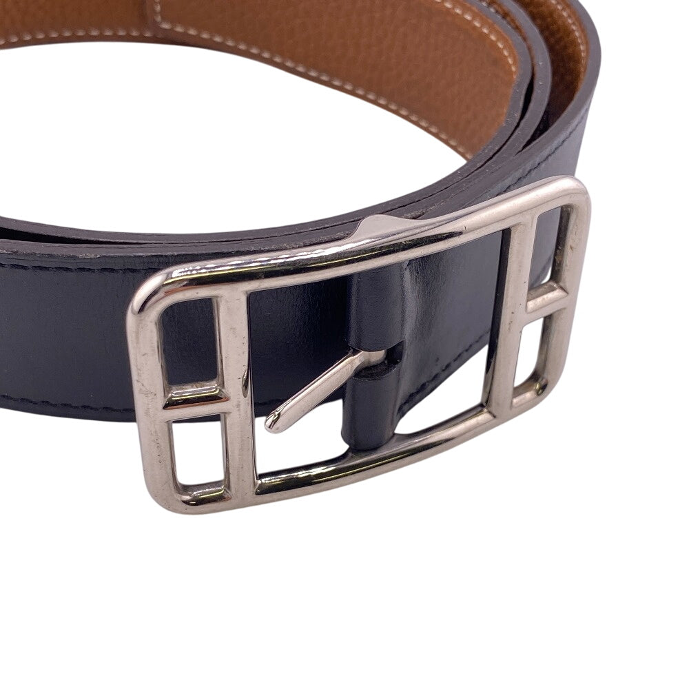 HERMES belt leather black Cape Cod Women Used Authentic