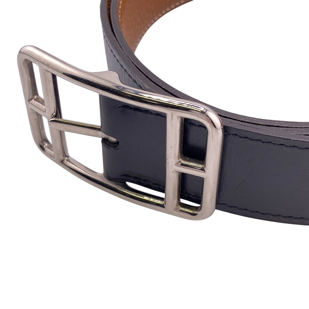HERMES belt leather black Cape Cod Women Used Authentic