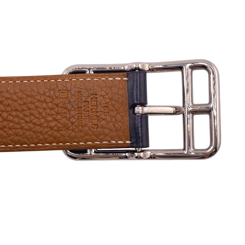 HERMES belt leather black Cape Cod Women Used Authentic