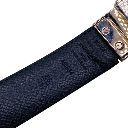 LOUIS VUITTON belt M6834 leather black Saintur Damier Grafitte mens 85/34 Used Authentic