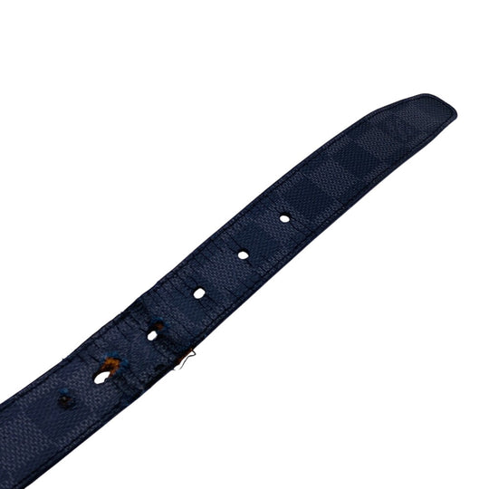 LOUIS VUITTON belt M6834 leather black Saintur Damier Grafitte mens 85/34 Used Authentic