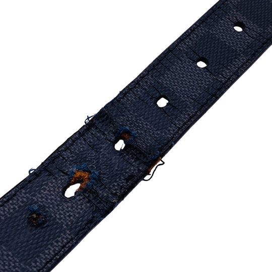 LOUIS VUITTON belt M6834 leather black Saintur Damier Grafitte mens 85/34 Used Authentic