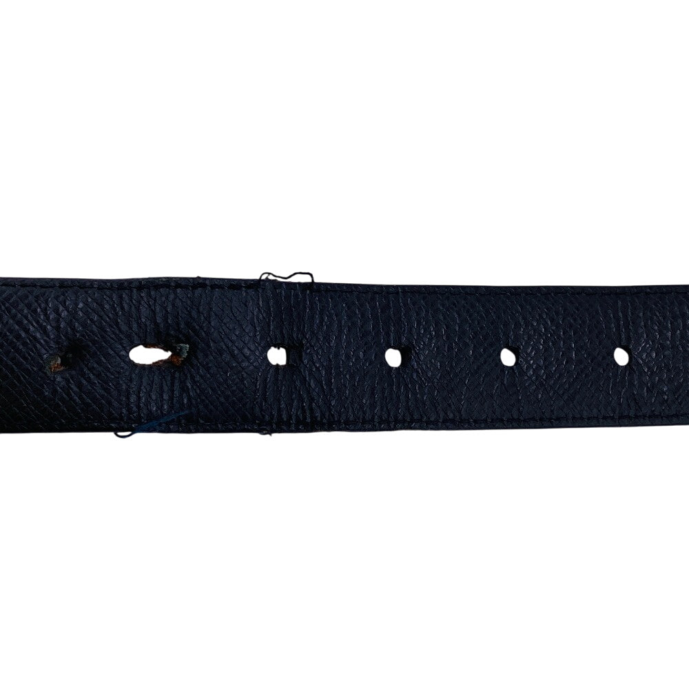 LOUIS VUITTON belt M6834 leather black Saintur Damier Grafitte mens 85/34 Used Authentic