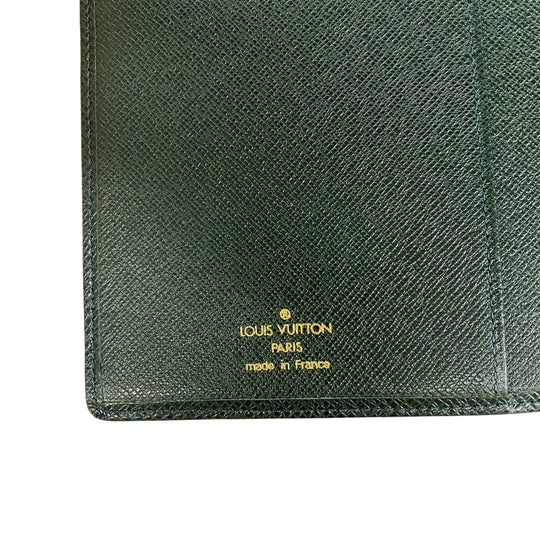 LOUIS VUITTON Notebook cover R20407 leather green Taiga Agenda Bureau mens(Unisex) Used Authentic