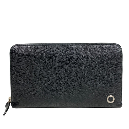 BVLGARI Long Wallet Purse leather black Zip Around Be zero one Bulgari Bulgariman mens Used Authentic
