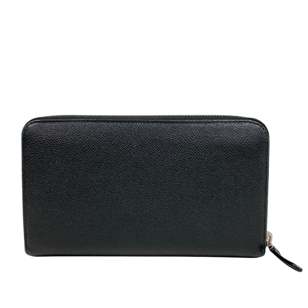 BVLGARI Long Wallet Purse leather black Zip Around Be zero one Bulgari Bulgariman mens Used Authentic