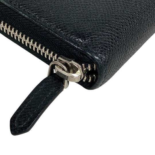 BVLGARI Long Wallet Purse leather black Zip Around Be zero one Bulgari Bulgariman mens Used Authentic
