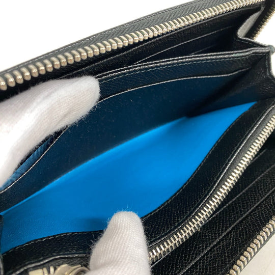BVLGARI Long Wallet Purse leather black Zip Around Be zero one Bulgari Bulgariman mens Used Authentic