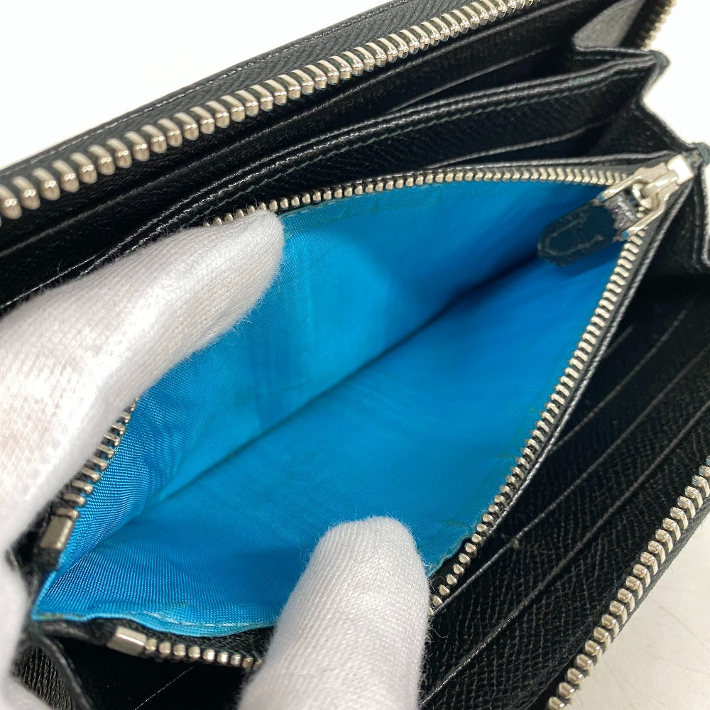 BVLGARI Long Wallet Purse leather black Zip Around Be zero one Bulgari Bulgariman mens Used Authentic
