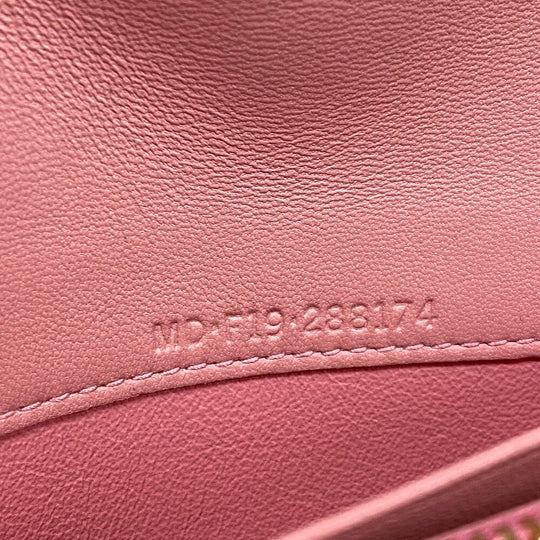 BVLGARI Long Wallet Purse 30413 leather pink clip Logo clip Women Used Authentic