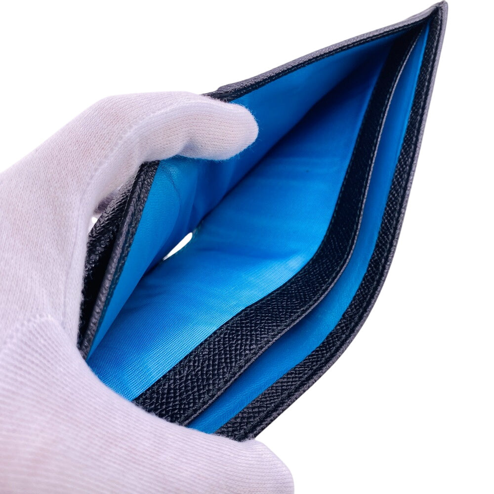 BVLGARI Bifold Wallet leather black Bulgari Bulgari Man mens Used Authentic