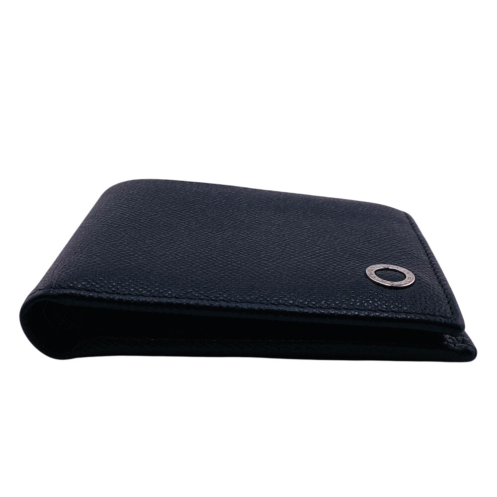 BVLGARI Bifold Wallet leather black Bulgari Bulgari Man mens Used Authentic