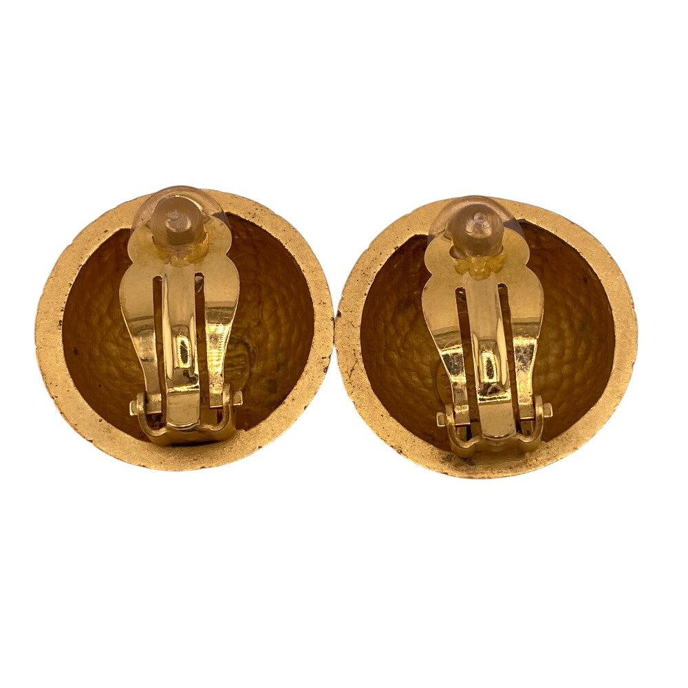 HERMES Earring Gold Plated gold Ball Globe Zodiac Women Used Authentic