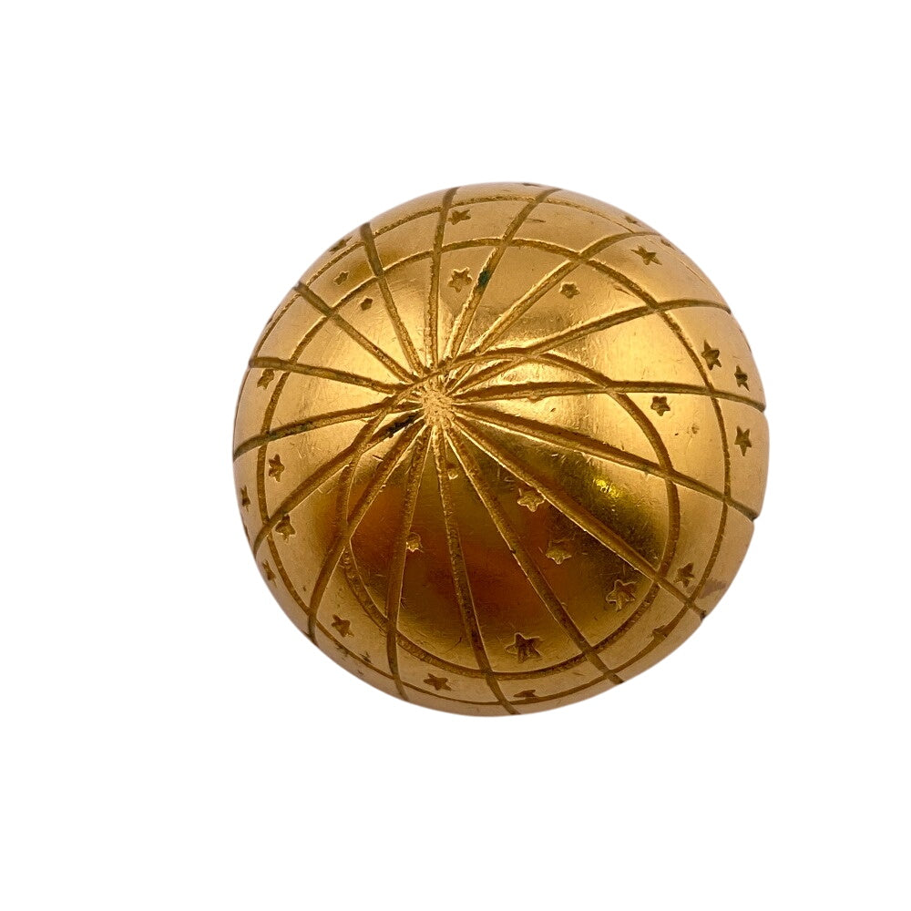 HERMES Earring Gold Plated gold Ball Globe Zodiac Women Used Authentic