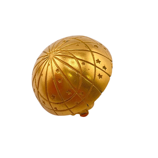 HERMES Earring Gold Plated gold Ball Globe Zodiac Women Used Authentic