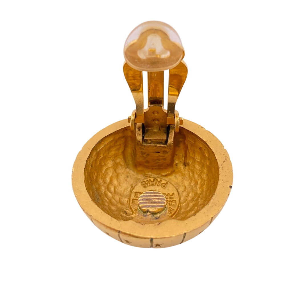 HERMES Earring Gold Plated gold Ball Globe Zodiac Women Used Authentic