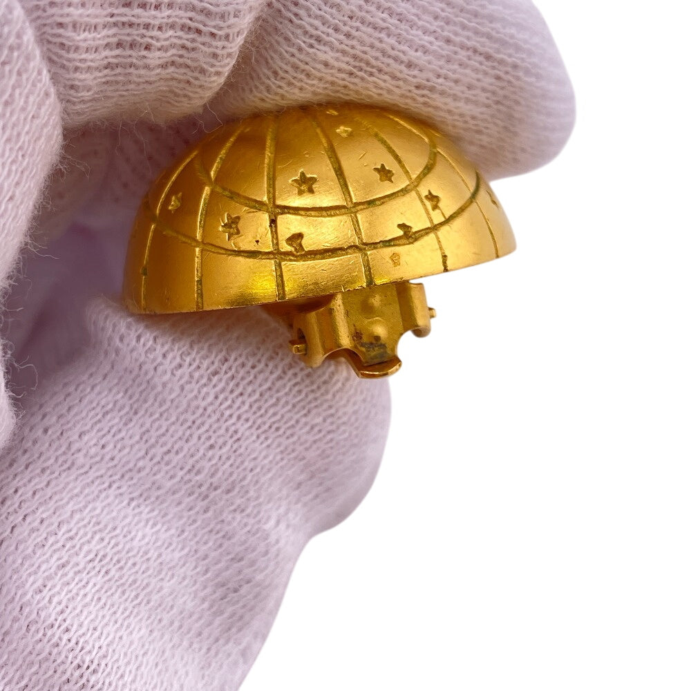 HERMES Earring Gold Plated gold Ball Globe Zodiac Women Used Authentic