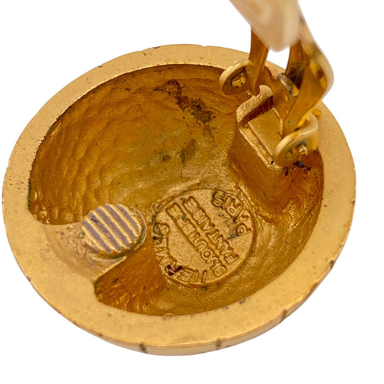 HERMES Earring Gold Plated gold Ball Globe Zodiac Women Used Authentic