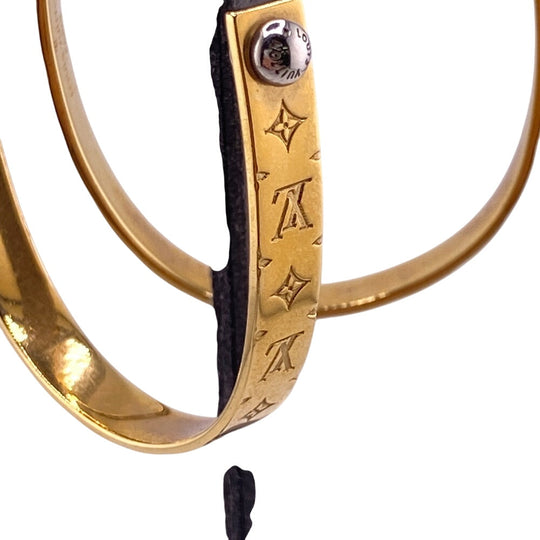 LOUIS VUITTON Pierce M00220 Gold Plated gold Hoop Pierce Monogram Women Used Authentic