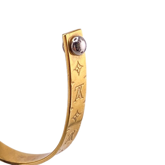 LOUIS VUITTON Pierce M00220 Gold Plated gold Hoop Pierce Monogram Women Used Authentic