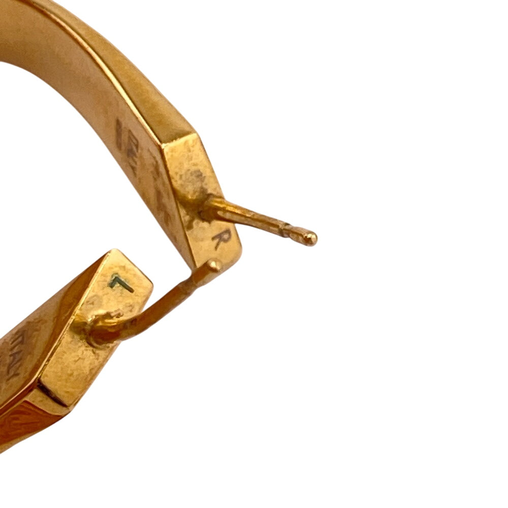 LOUIS VUITTON Pierce M00220 Gold Plated gold Hoop Pierce Monogram Women Used Authentic