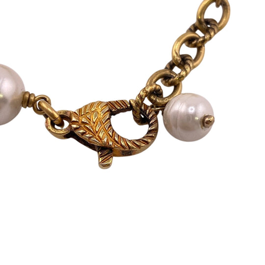 GUCCI bracelet Gold Plated gold Interlocking G Pearl Flower Women Used Authentic