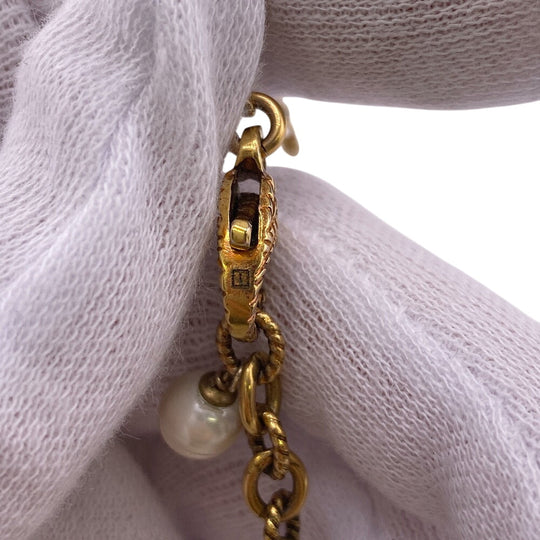 GUCCI bracelet Gold Plated gold Interlocking G Pearl Flower Women Used Authentic