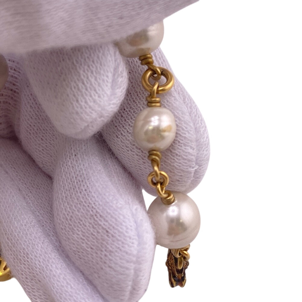 GUCCI bracelet Gold Plated gold Interlocking G Pearl Flower Women Used Authentic