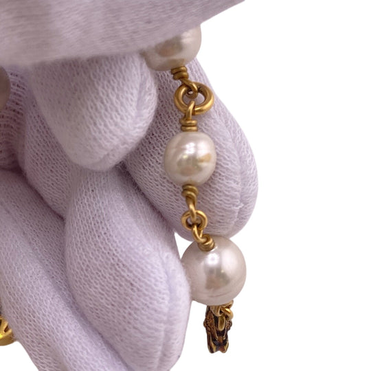 GUCCI bracelet Gold Plated gold Interlocking G Pearl Flower Women Used Authentic