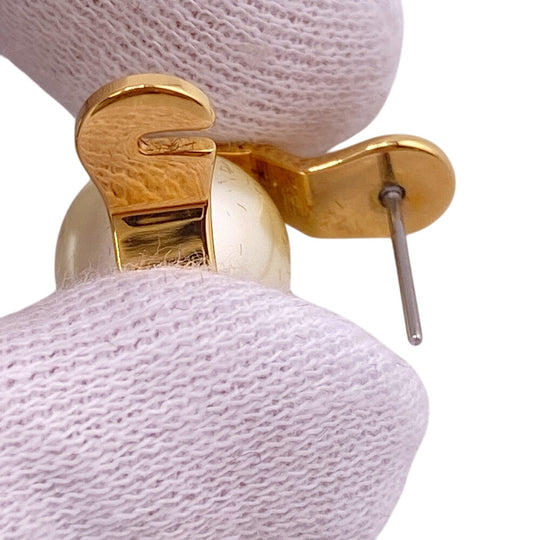 LOUIS VUITTON Pierce M68086 Gold Plated gold Pearl LV Speedy Women Used Authentic