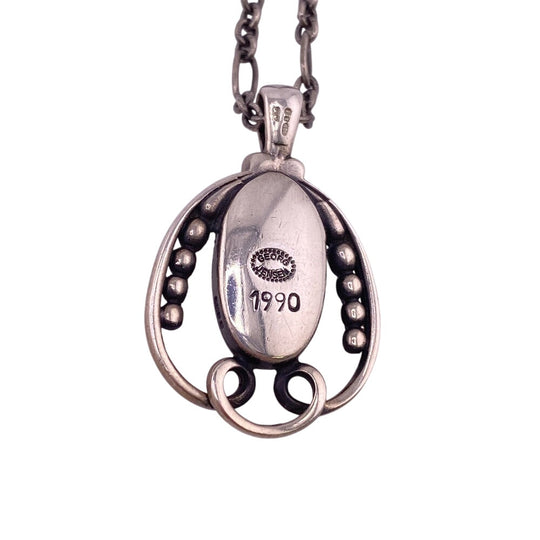 Georg Jensen Necklace Silver925 green Pendant 1990 Stone Women Used Authentic