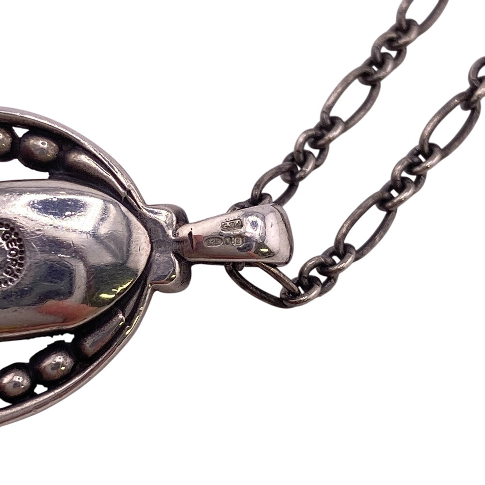 Georg Jensen Necklace Silver925 green Pendant 1990 Stone Women Used Authentic