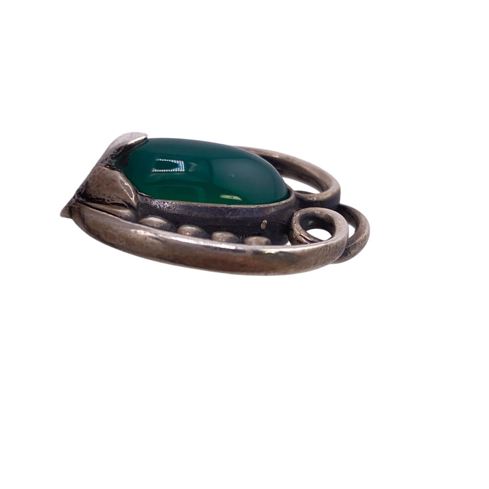 Georg Jensen Necklace Silver925 green Pendant 1990 Stone Women Used Authentic