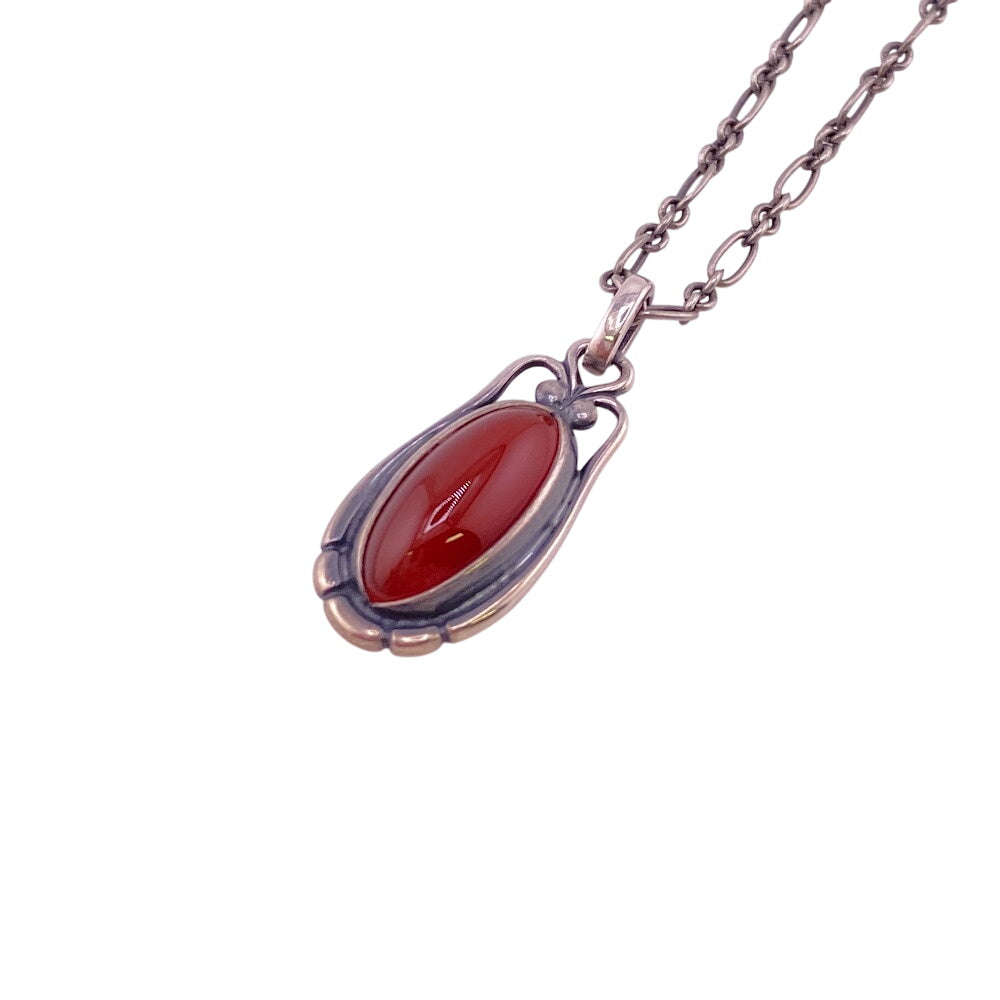 Georg Jensen Necklace Silver925 Red Pendant 2009 Stone Women Used Authentic