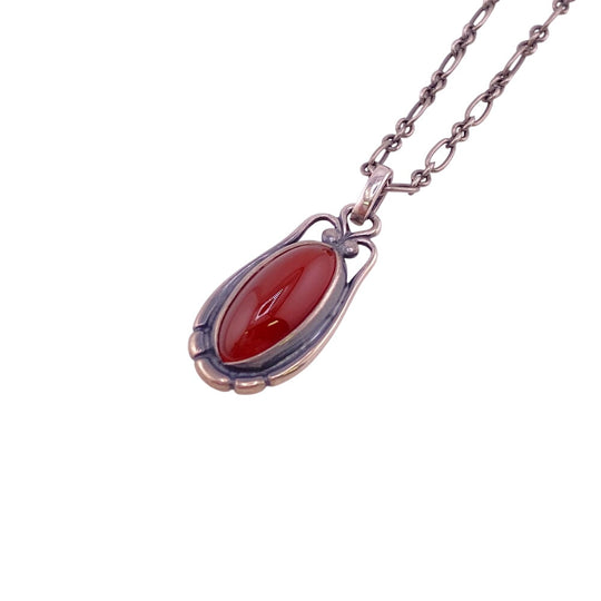 Georg Jensen Necklace Silver925 Red Pendant 2009 Stone Women Used Authentic