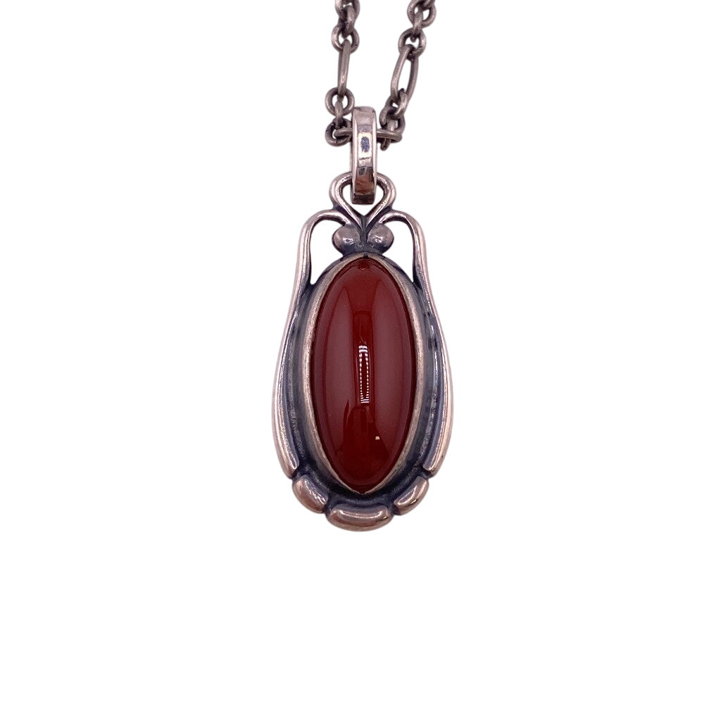 Georg Jensen Necklace Silver925 Red Pendant 2009 Stone Women Used Authentic