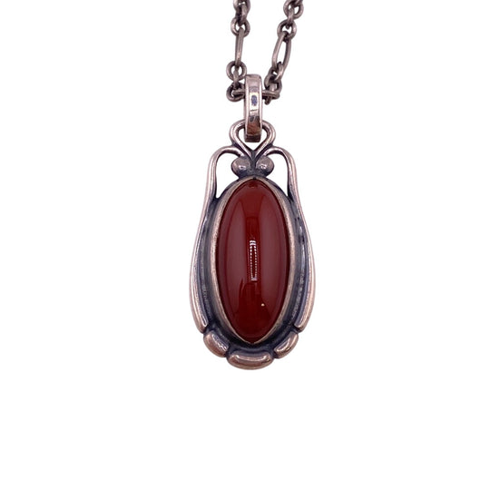 Georg Jensen Necklace Silver925 Red Pendant 2009 Stone Women Used Authentic