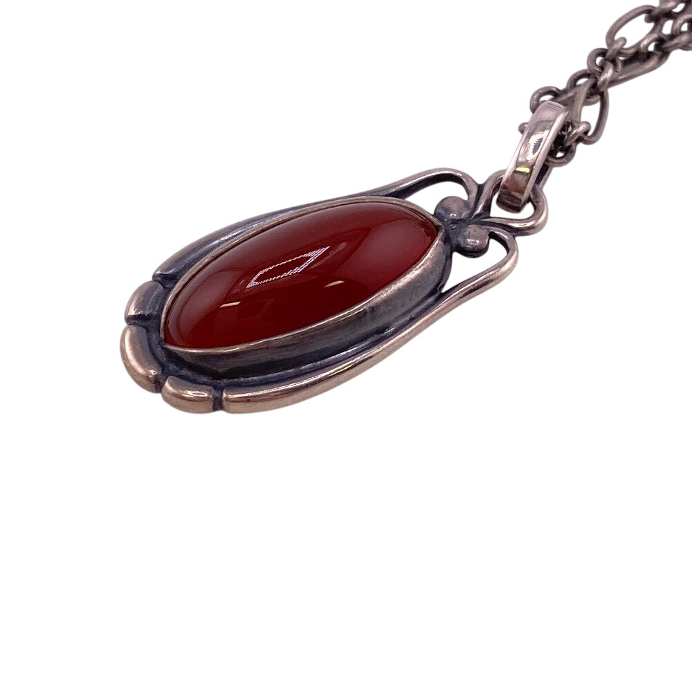 Georg Jensen Necklace Silver925 Red Pendant 2009 Stone Women Used Authentic