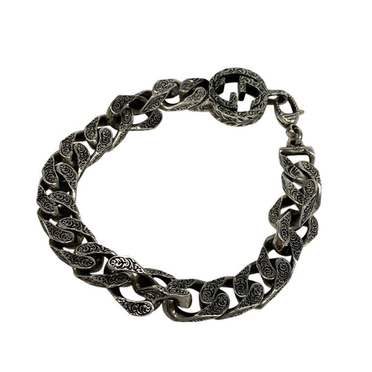 GUCCI bracelet Silver925 Silver Interlocking G Arabesque mens(Unisex) 20 Used Authentic